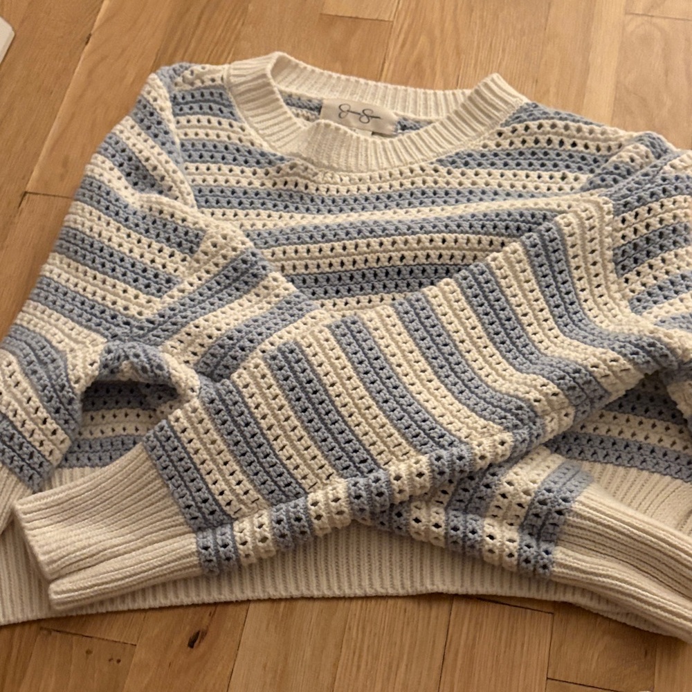 Jessica Simpson Blue and Cream Knit Sweater